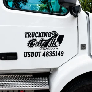 Vinyl DOT decals for trucks.